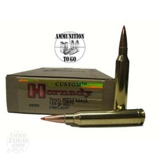 20rds - 7mm Rem Mag Hornady Custom 154gr. SST Ammo